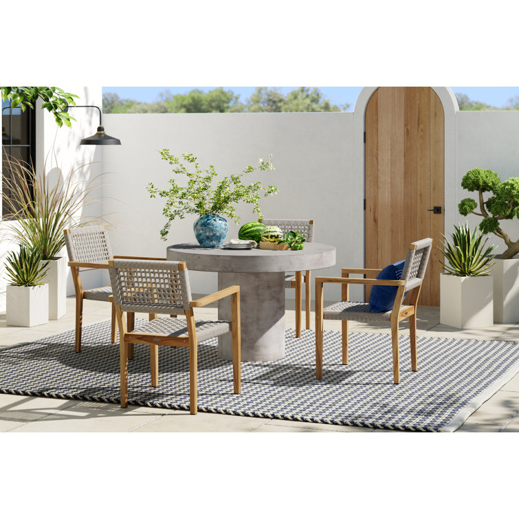 Cava Indoor/Outdoor Rope & Teak Stacking Armchairs & Reviews